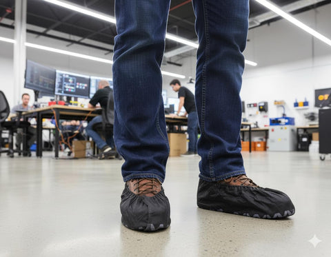 QIAN SOU X-Large boot covers with slip-resistant soles for safer footing.