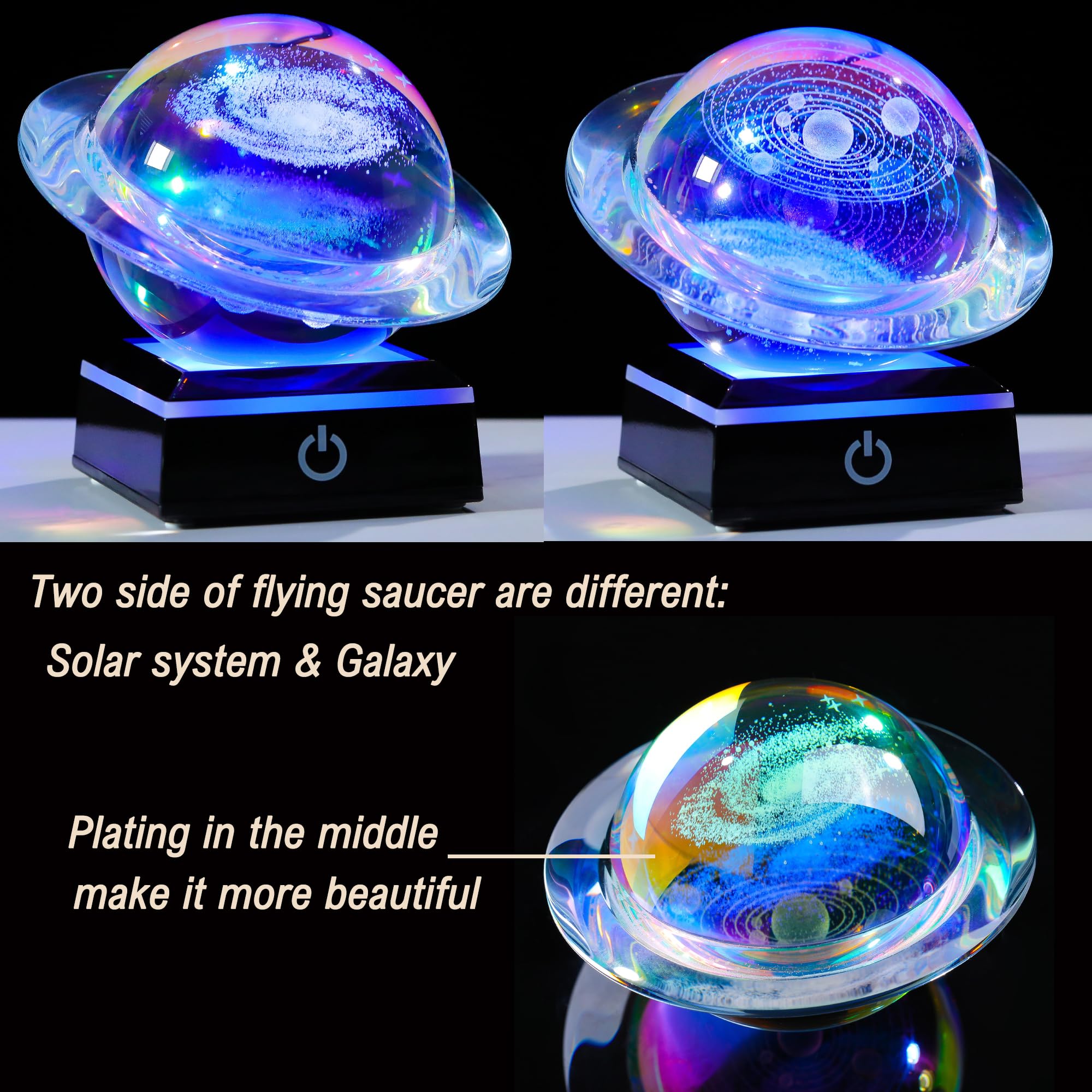 Qianwei 3D solar system crystal ball engraving highlights planets with laser precision.