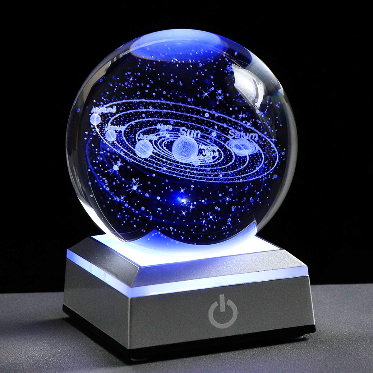 Qianwei 3D Solar System crystal ball with laser engraved planets for desk decor
