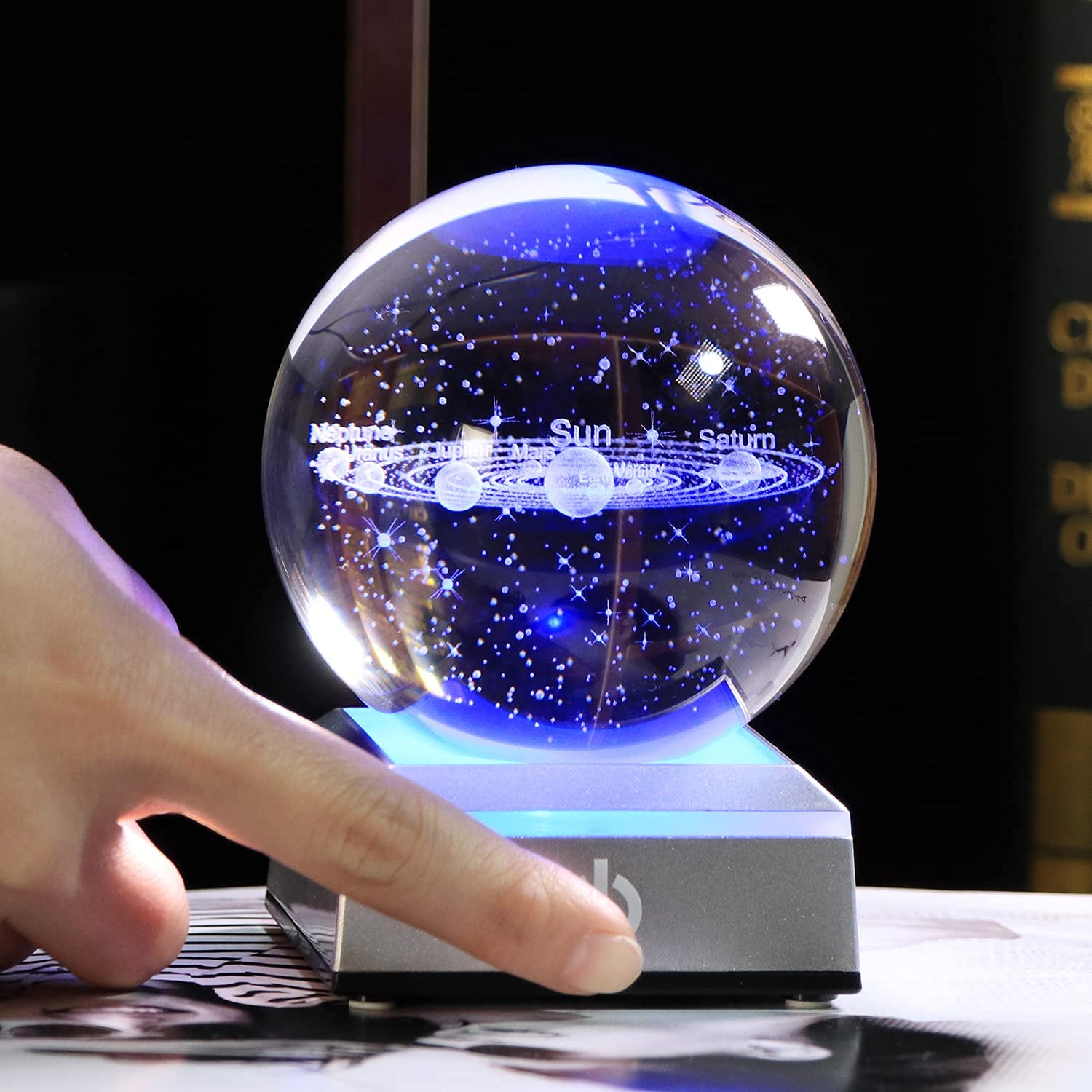 Qianwei crystal ball on LED base enhances ambiance with color modes