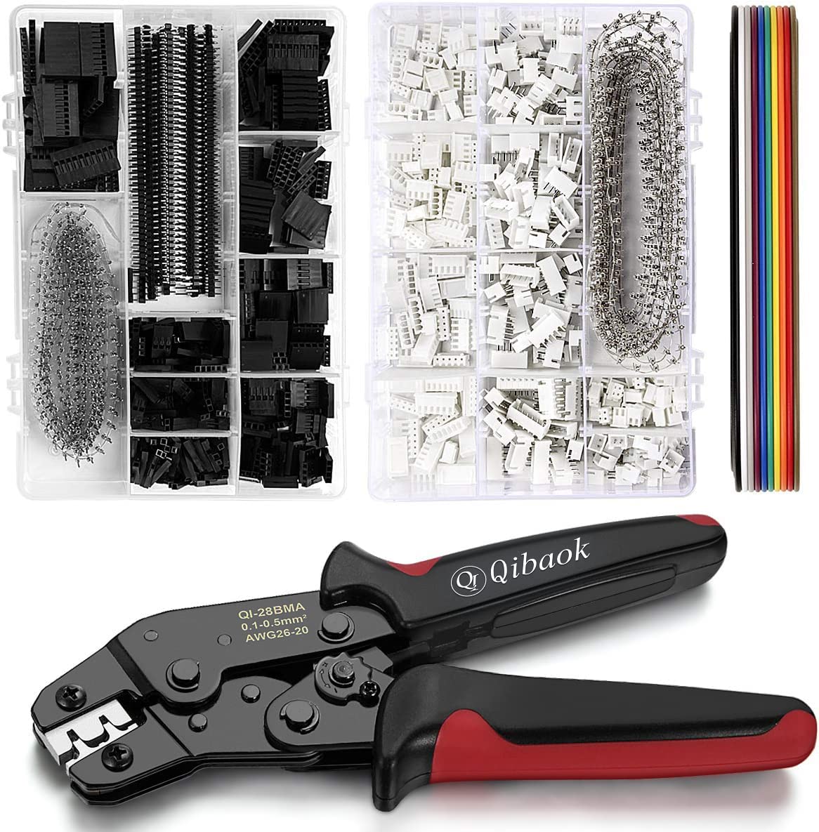 Qibaok ratcheting crimping tool kit for precise, effortless crimps on electronics projects.