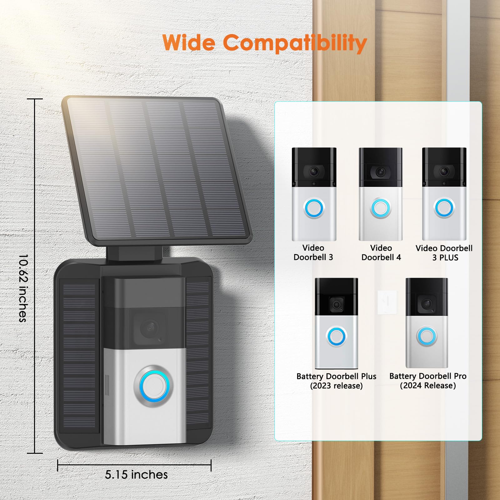 QIBOX 2-9W adjustable solar panel captures sunlight efficiently to power your doorbell.