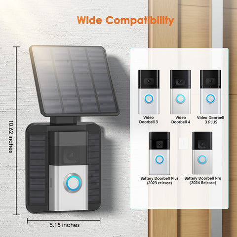 QIBOX 2-9W adjustable solar panel captures sunlight efficiently to power your doorbell.