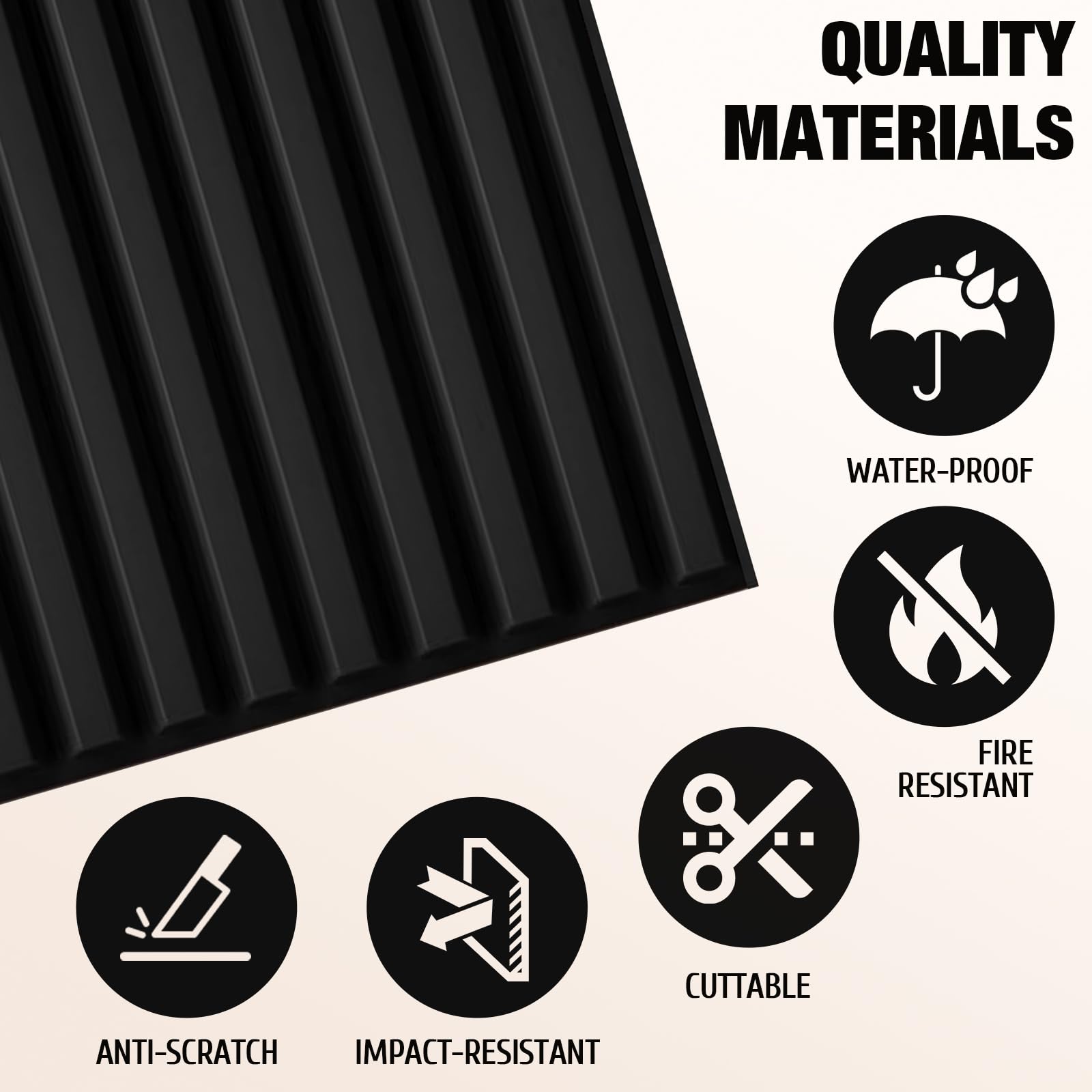 Qidejoy DIY installation-ready slat panel with adhesive setup