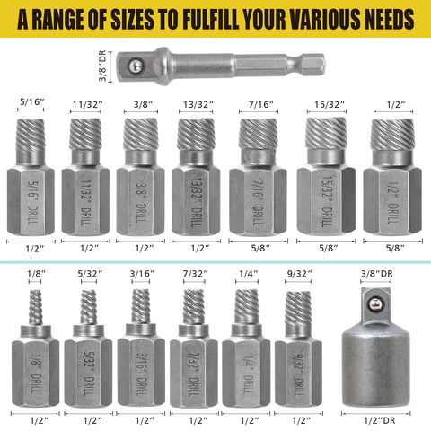 QIFITOOL hex head multi-spline extractor design for versatile engagement.