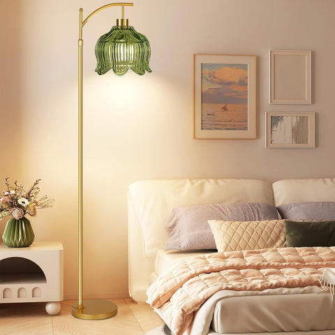 QIYIZM gold floor lamp with foot switch and remote