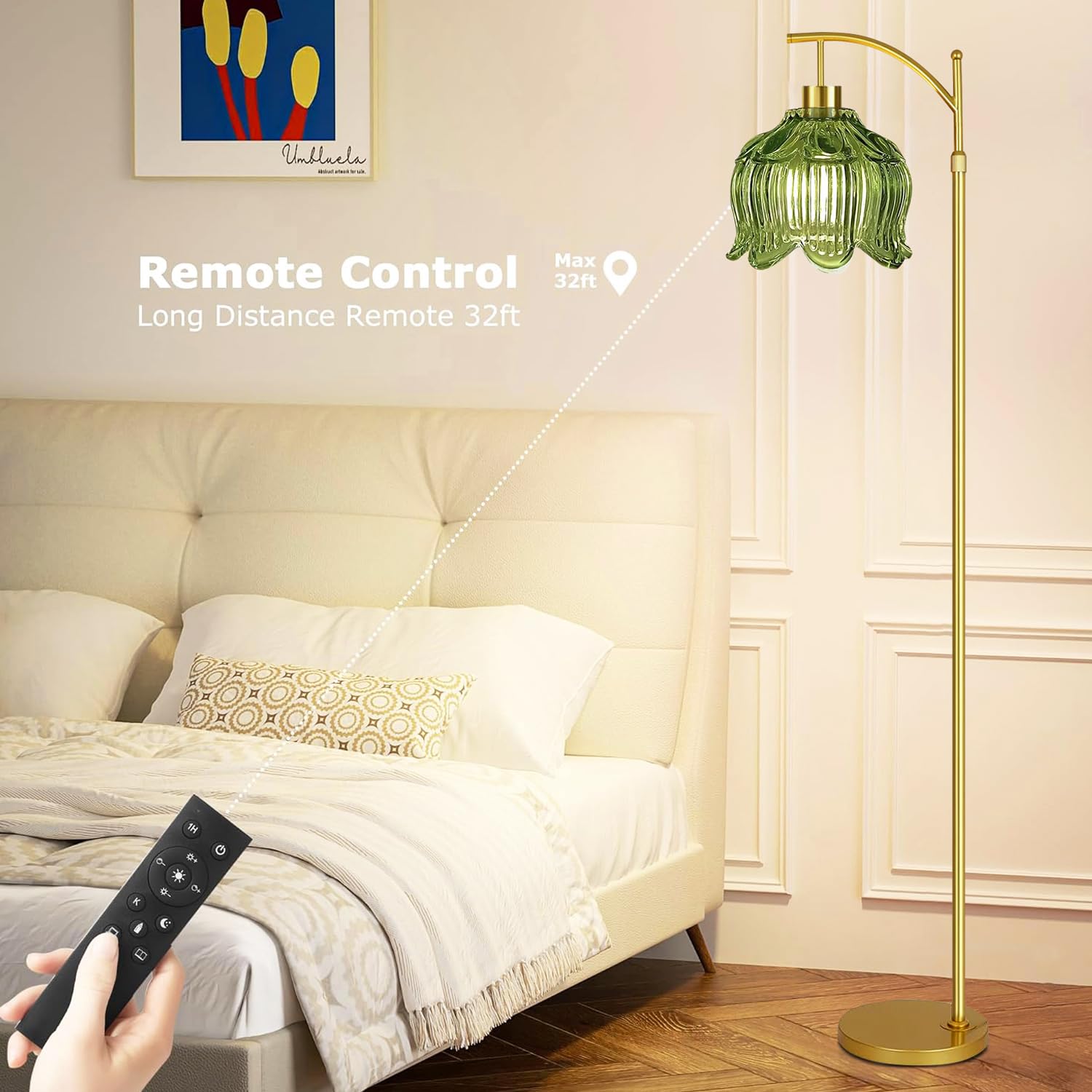 QIYIZM dimmable floor lamp with remote brightness control