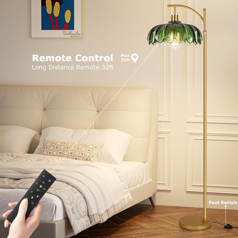 QIYIZM floor lamp with dual remote and foot switch for convenient control.