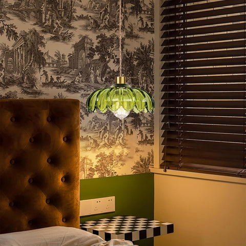 QIYIZM mid-century modern gold glass fixture adds vintage charm.