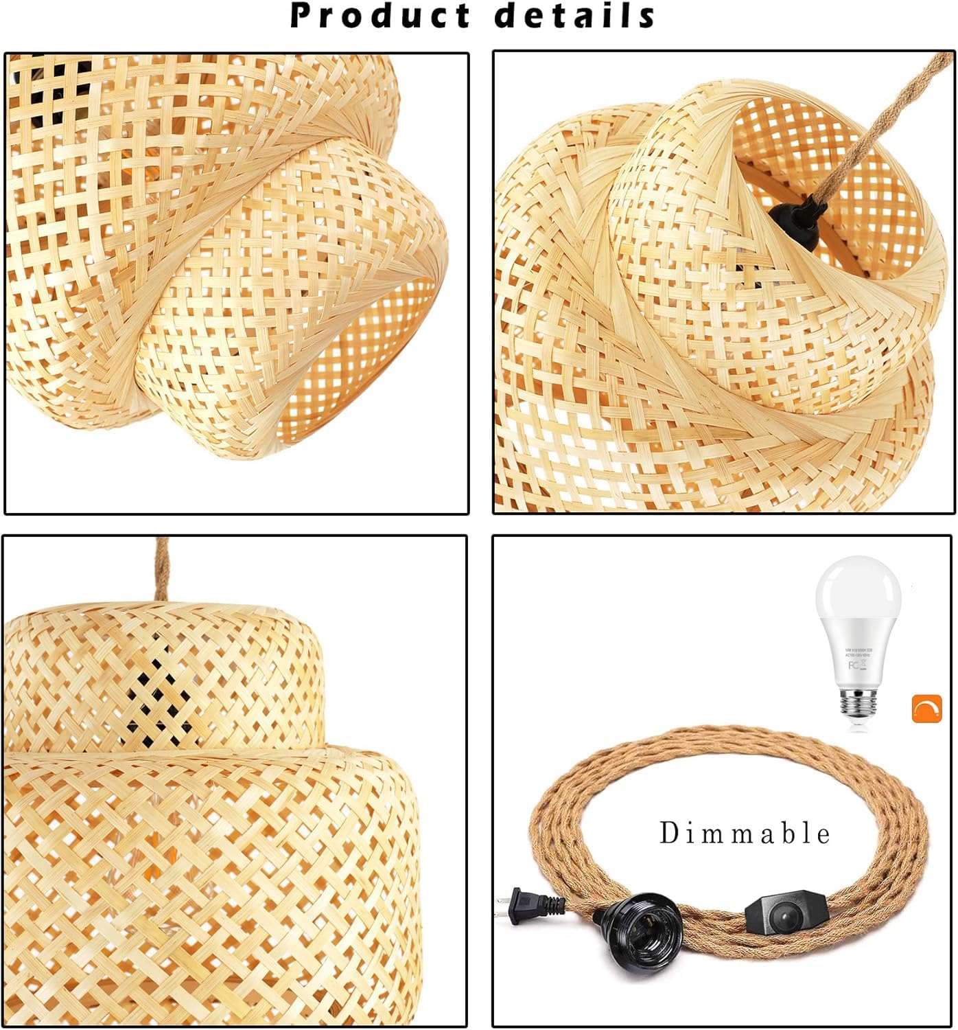 QIYIZM woven boho lamp assembly showing craftsmanship