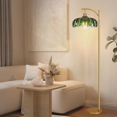 QIYIZM green flower shade arc lamp elevating your lounge area