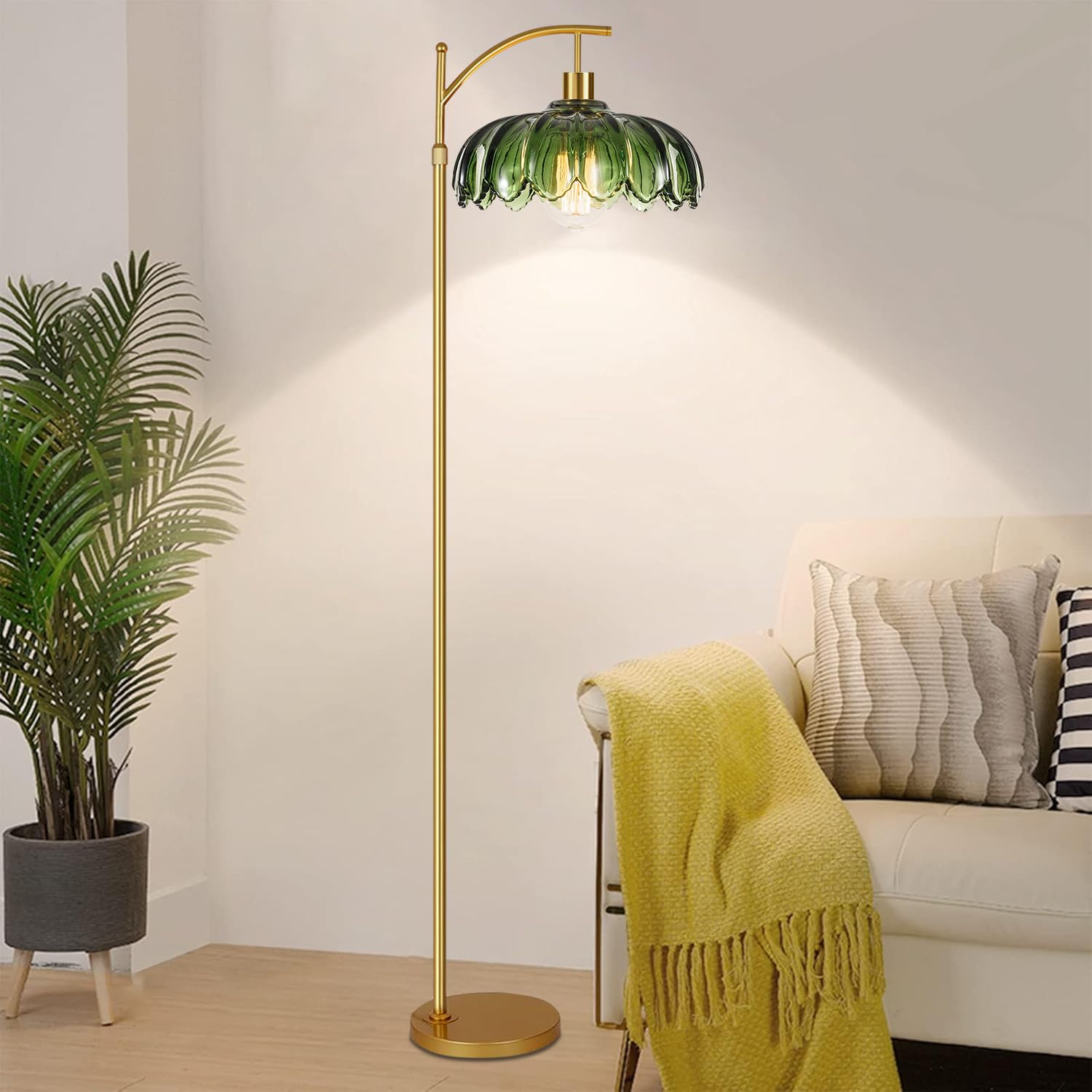 QIYIZM green shade bedroom corner lamp for reading and atmosphere