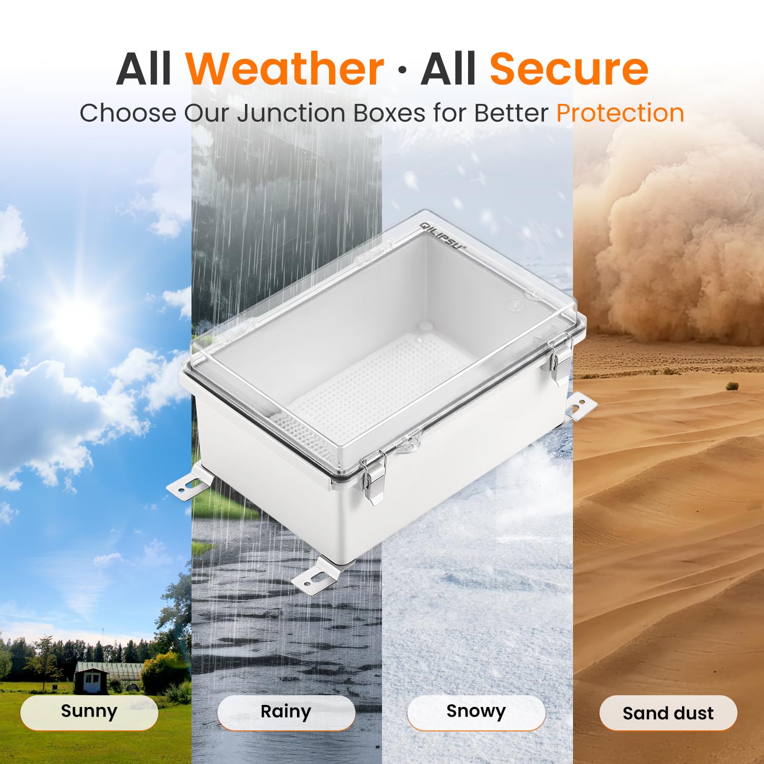 QILIPSU Outdoor WiFi Enclosure IP67 rating label, indicates water and dust resistance.