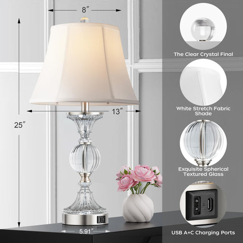 QiMH bedside lamps with USB ports provide easy device charging.