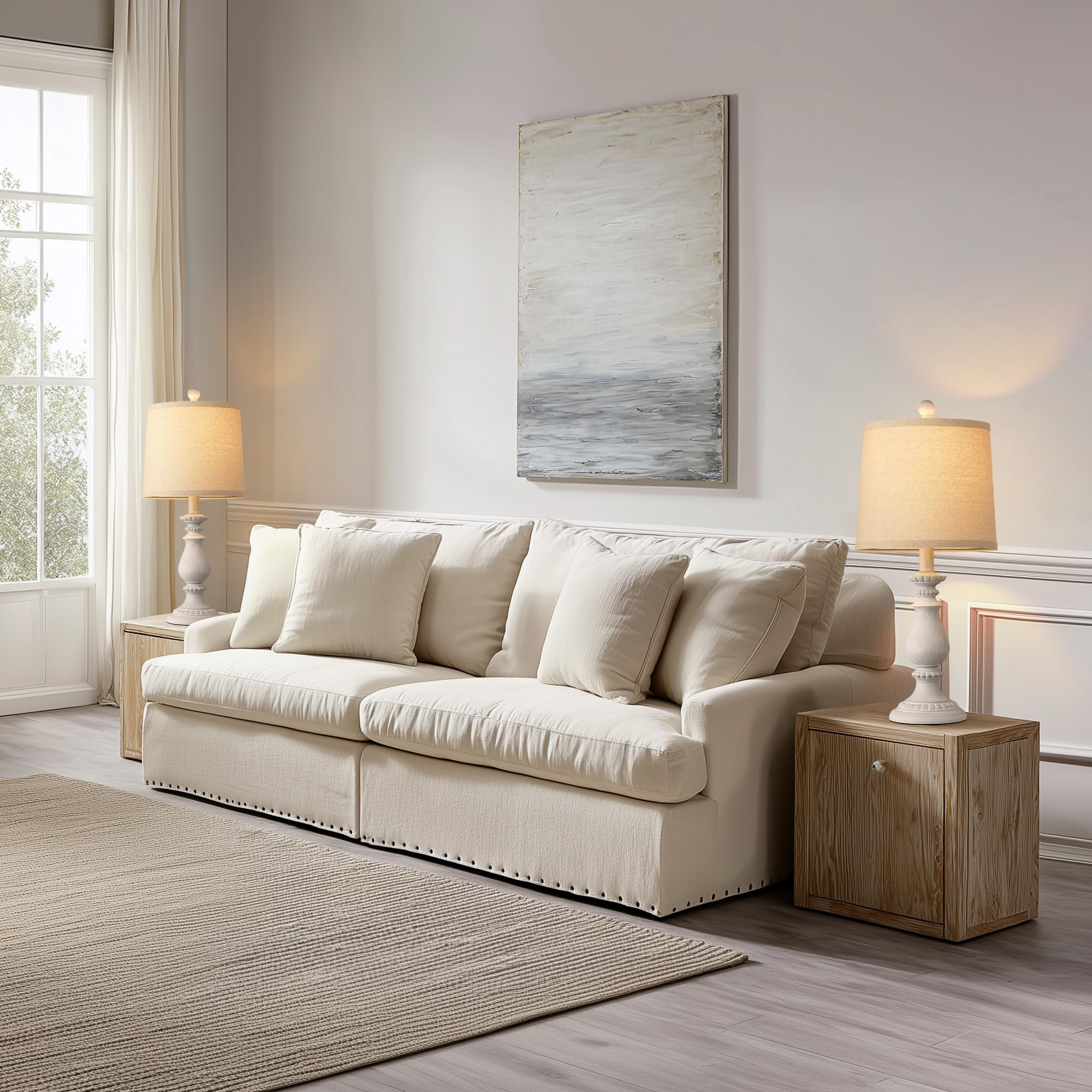 QiMH farmhouse lamp pair is ideal as bedside or living room accent lighting.