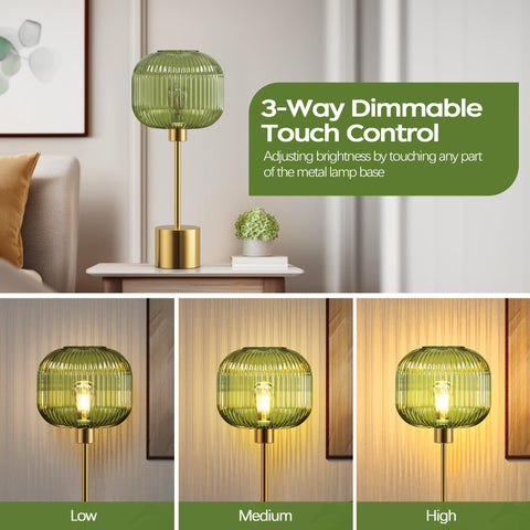 QiMH lamp features brushed gold base elevating bedroom decor with warm light.