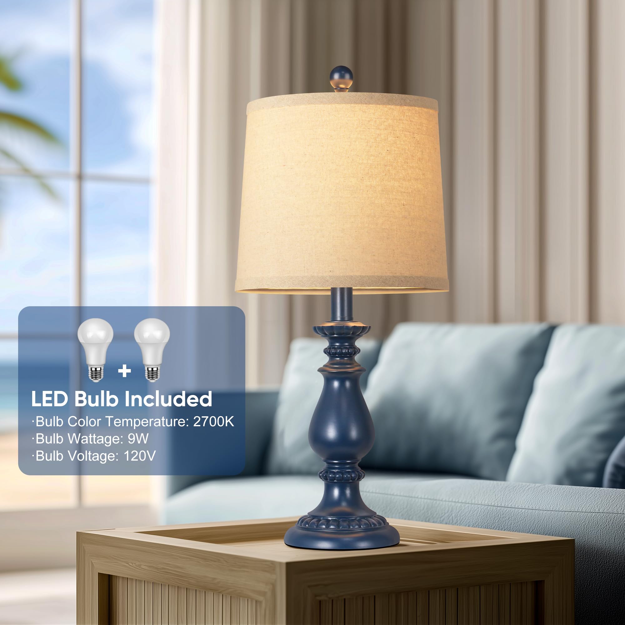 QiMH compact 22-inch table lamps fit tight spaces without crowding
