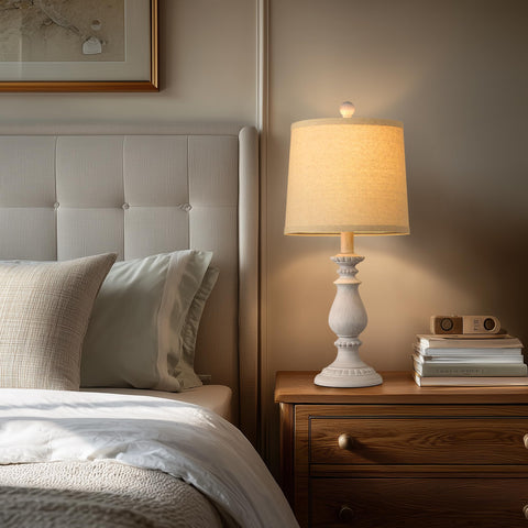 QiMH lamp set includes simple assembly and durable resin construction for long-lasting use.