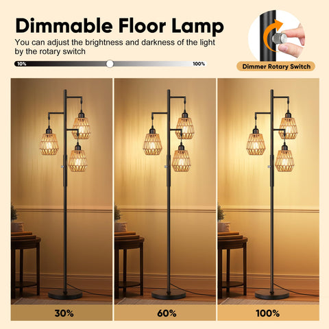 QiMH floor lamp includes three LED bulbs ready to use.