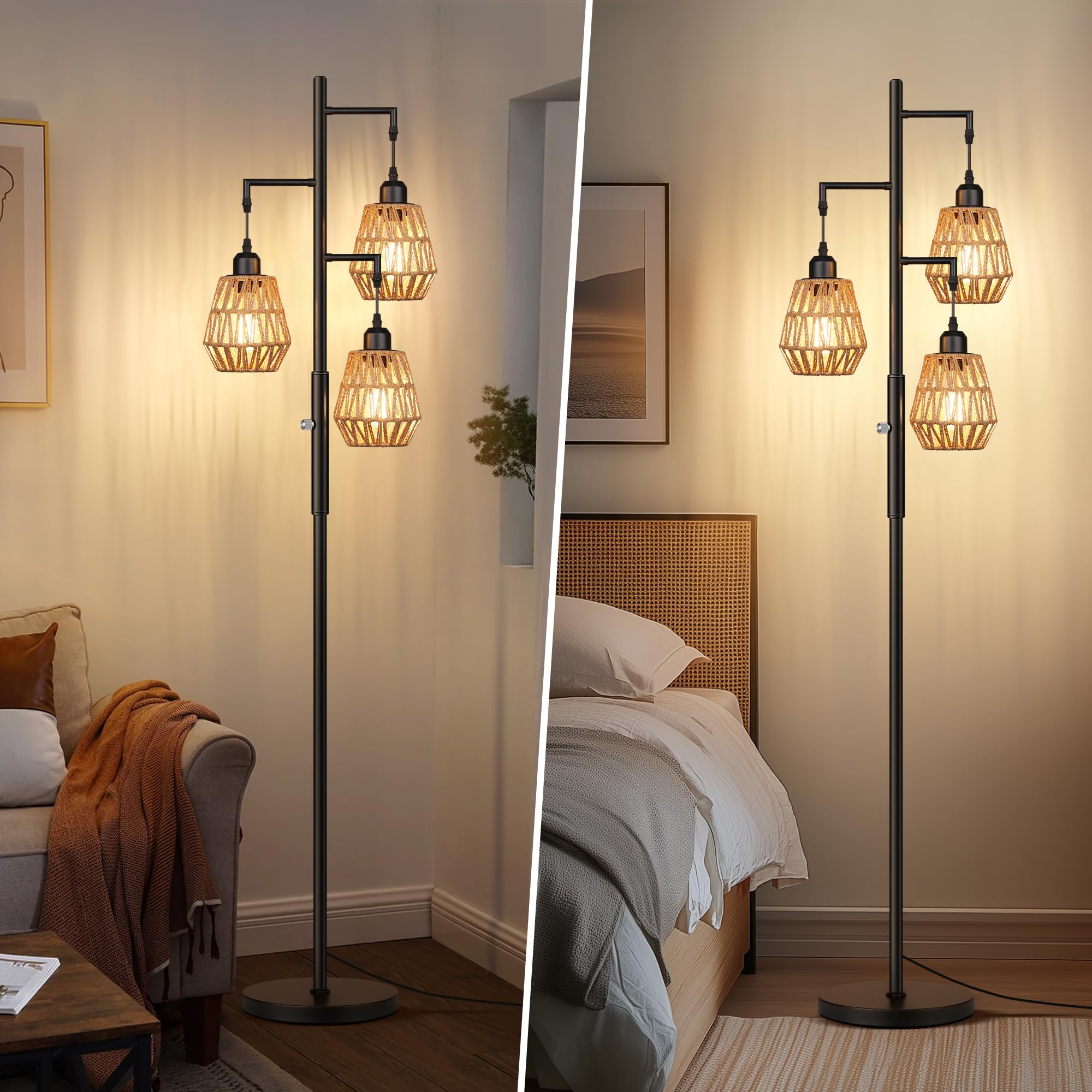 QiMH living room lamp complements modern rustic interiors.