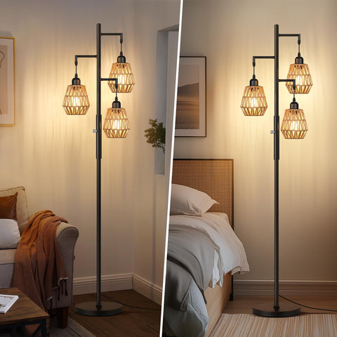 QiMH living room lamp complements modern rustic interiors.