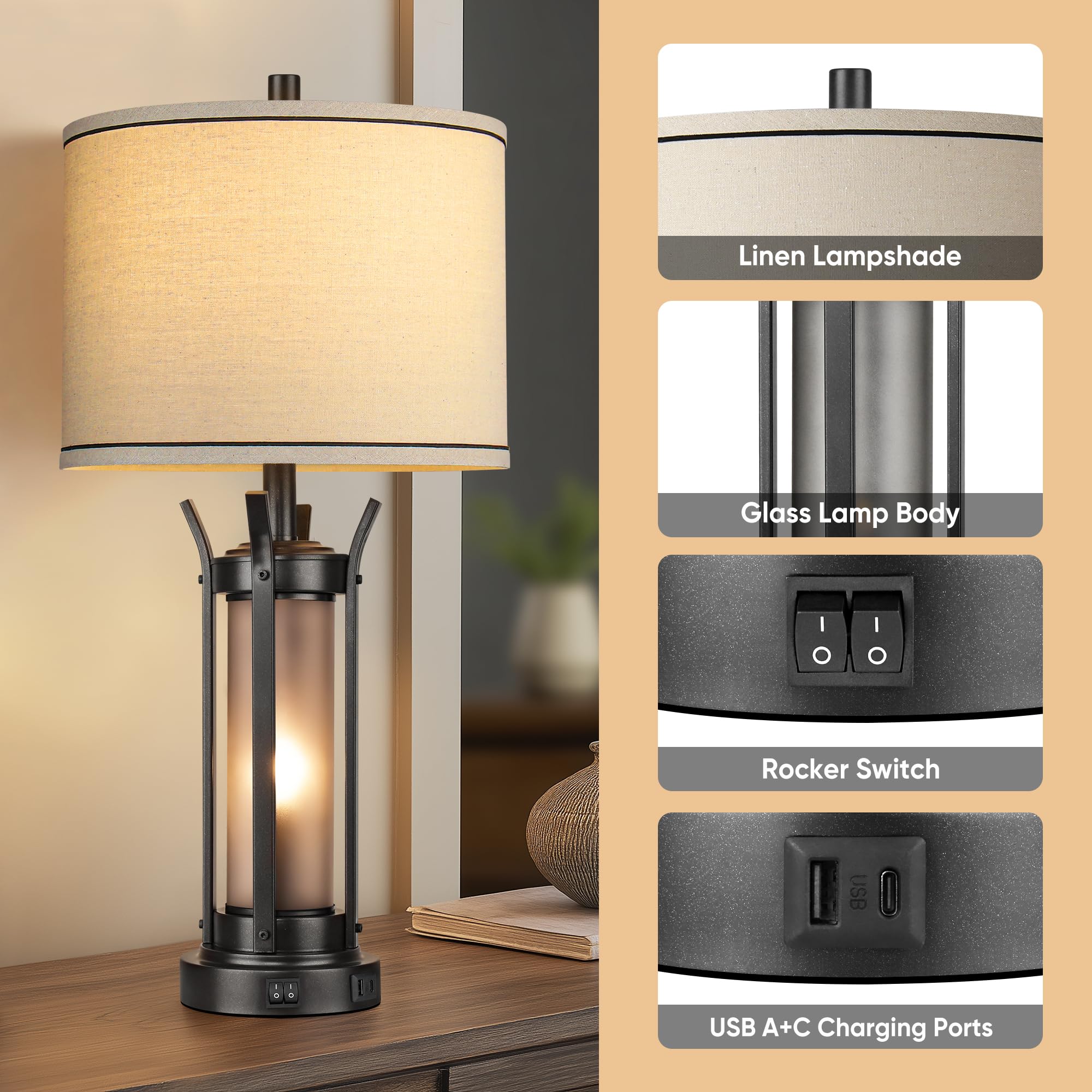 QiMH lamp bronze accents add vintage charm to any room