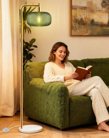 QiMH Gold floor lamp suits living rooms, bedrooms, and home workspaces.