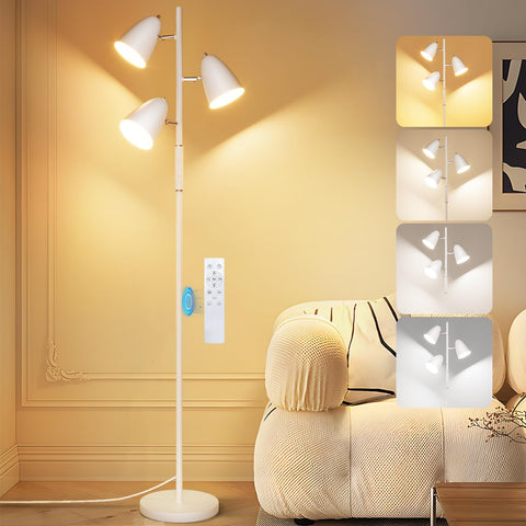 QiMH LED floor lamp with three independent panels for versatile lighting.
