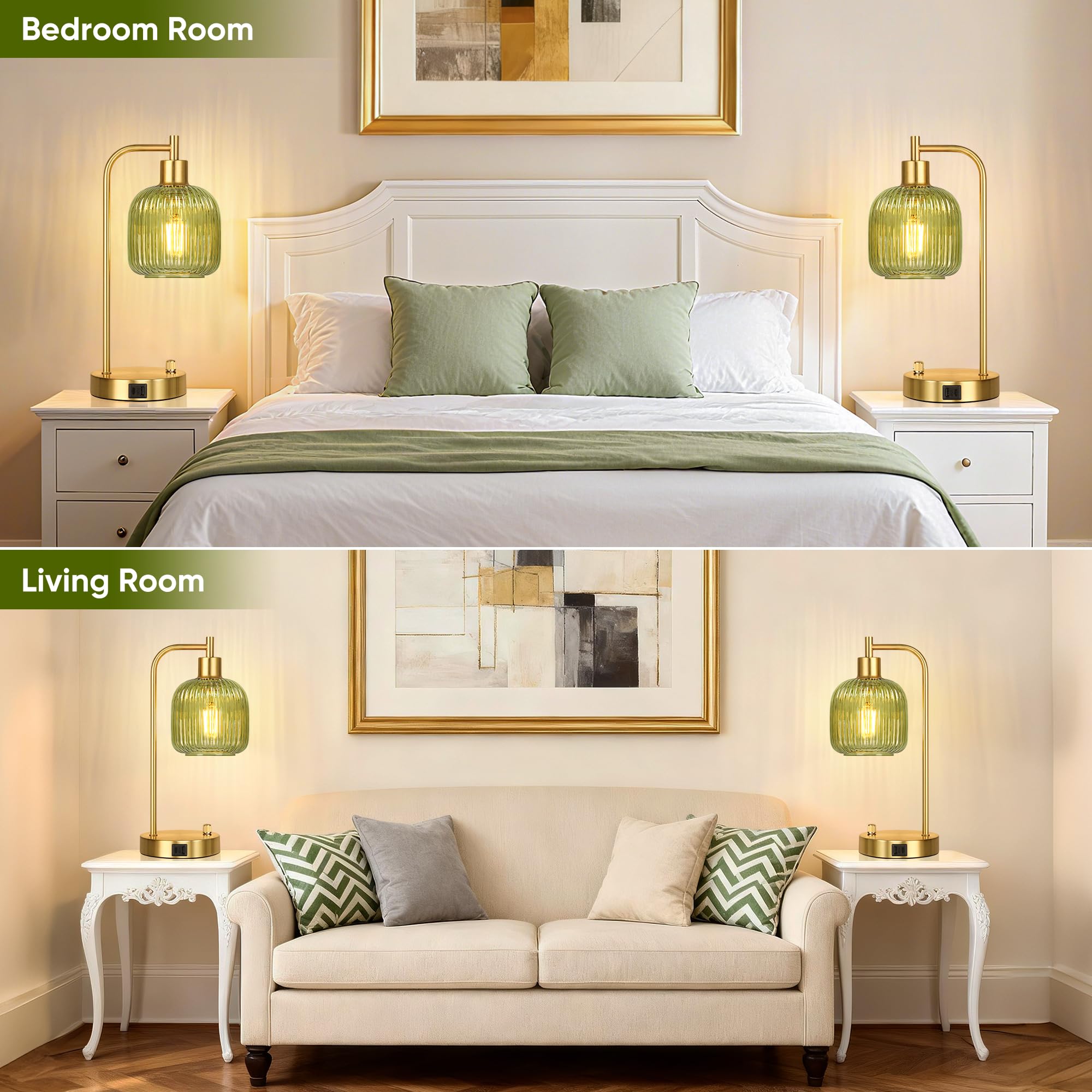 QiMH set of 2 lamps suitable for bedrooms, living rooms, and offices.