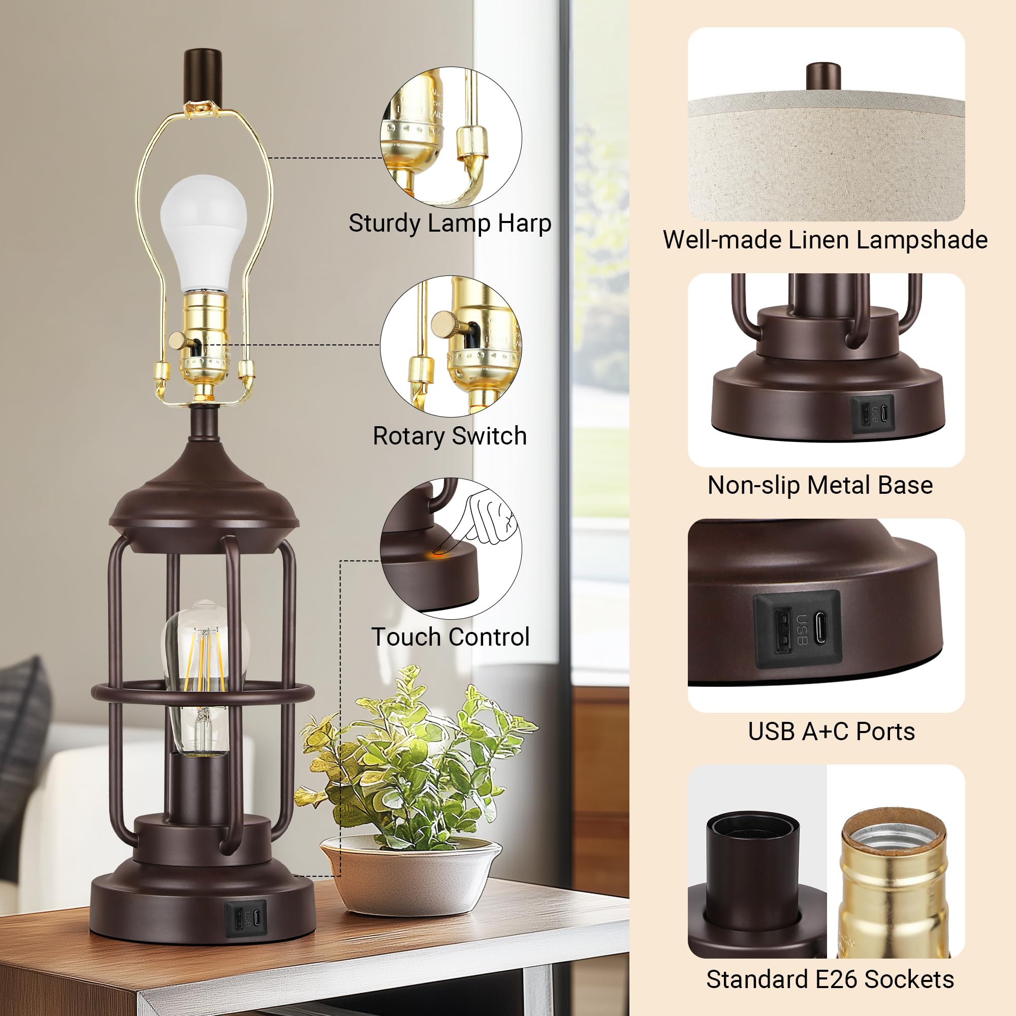 QiMH table lamp 2700k warm LED bulbs deliver comfortable, eye-friendly illumination