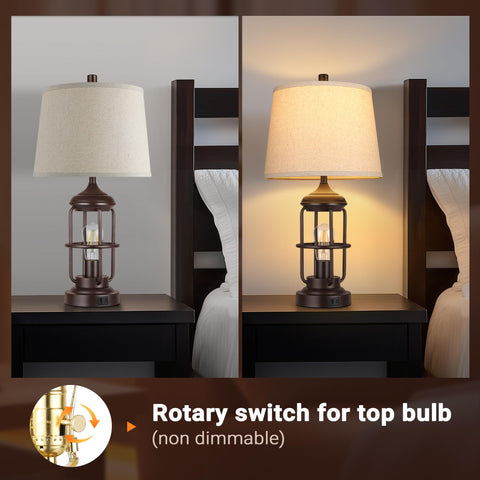 QiMH table lamp bedroom set 2 night-light on shows soft glow for late-night reading