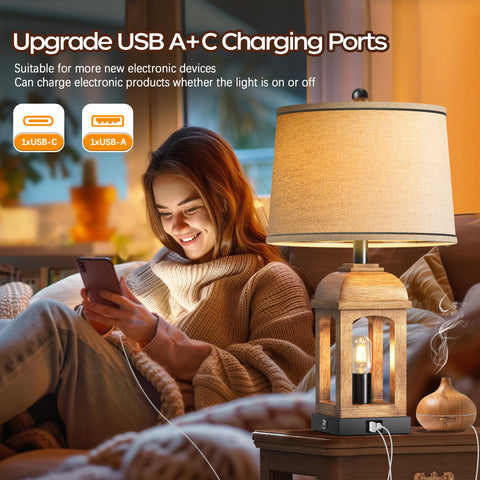 QiMH bedside lamp with night light control for subtle illumination