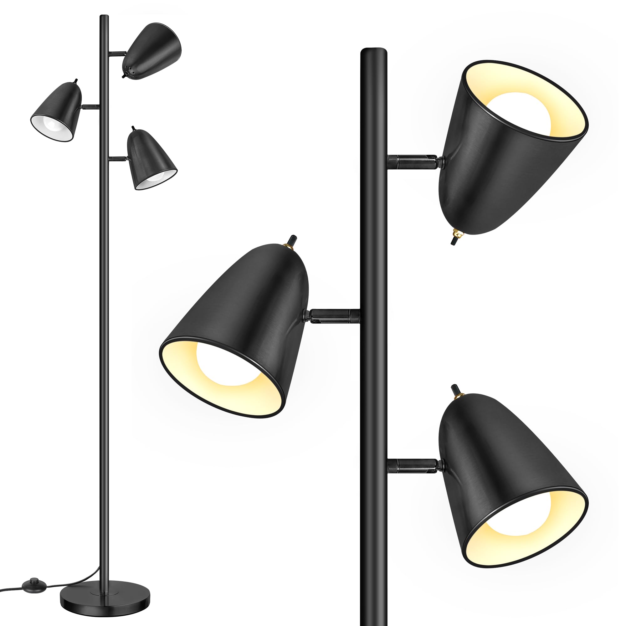 QiMH Tree Floor Lamp with three adjustable arms for versatile reading