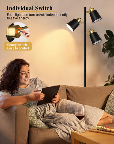 QiMH Tree Floor Lamp with weighted base stays steady in any room.