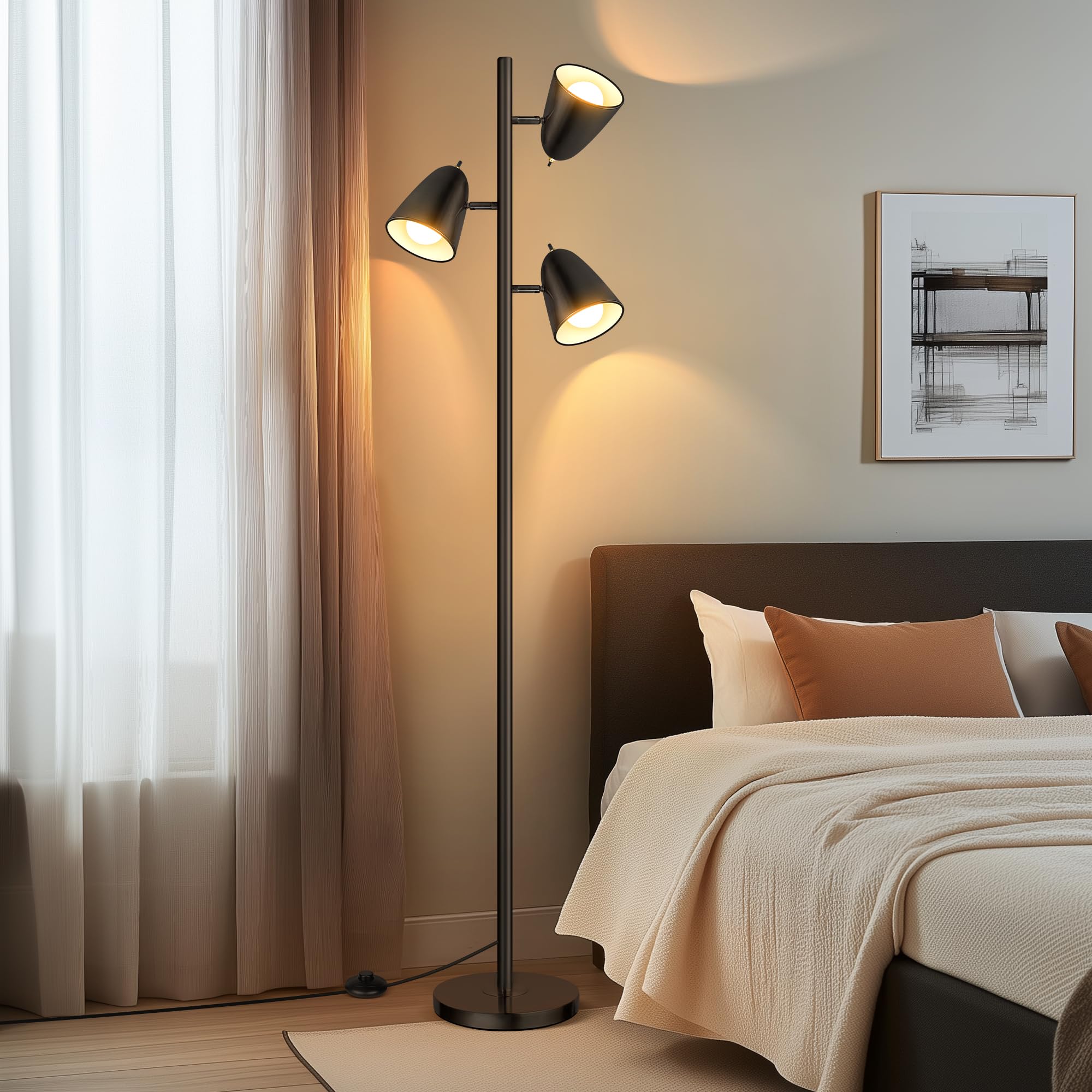 QiMH Tree Floor Lamp fits into narrow corners under seating