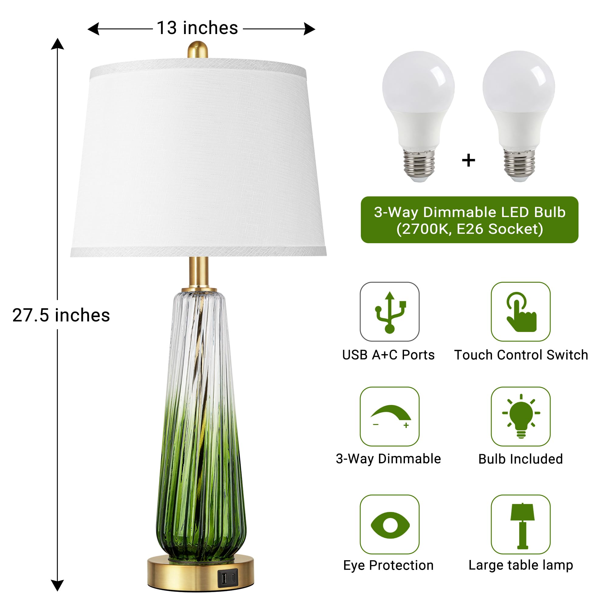 QiMH white linen shade softens glow for comfortable reading light.