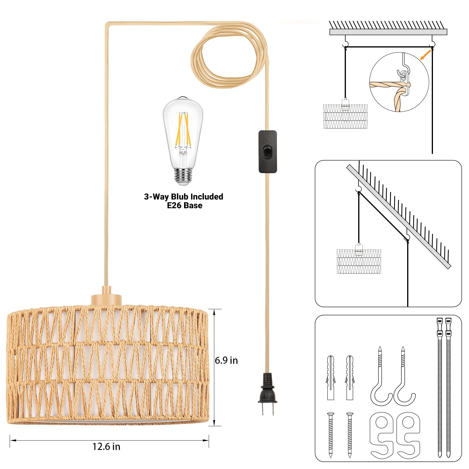 Qingmiao includes 3-way dimmable LED bulb for adjustable mood.