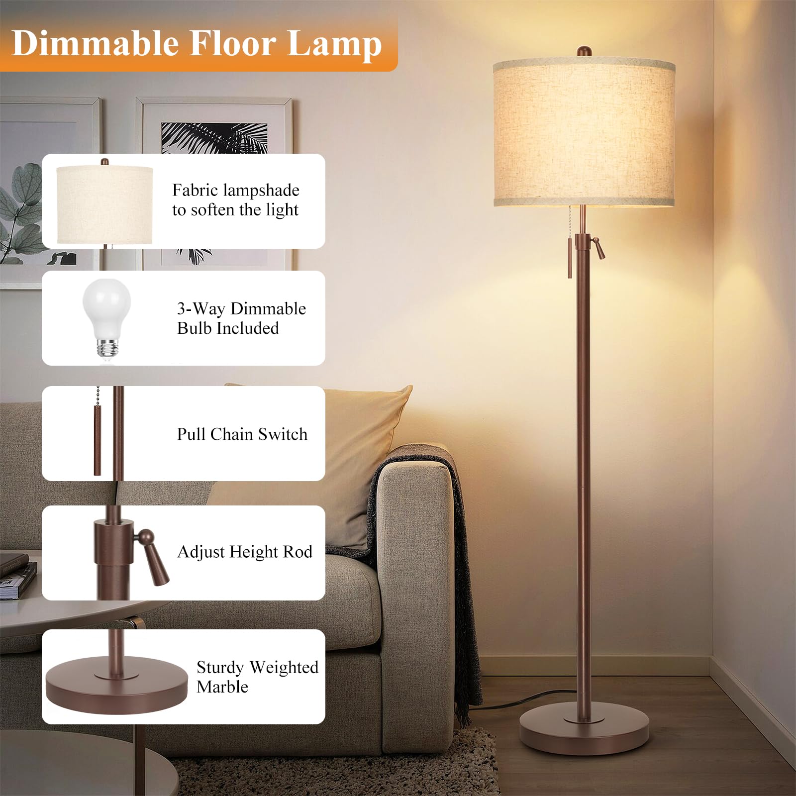 Qingmiao adjustable height 54–66 inches adapts to sofa or bed setup.
