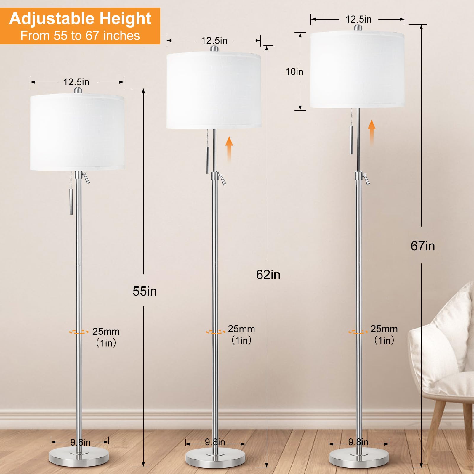 Adjustable height feature on Qingmiao lamp for reading or relaxing