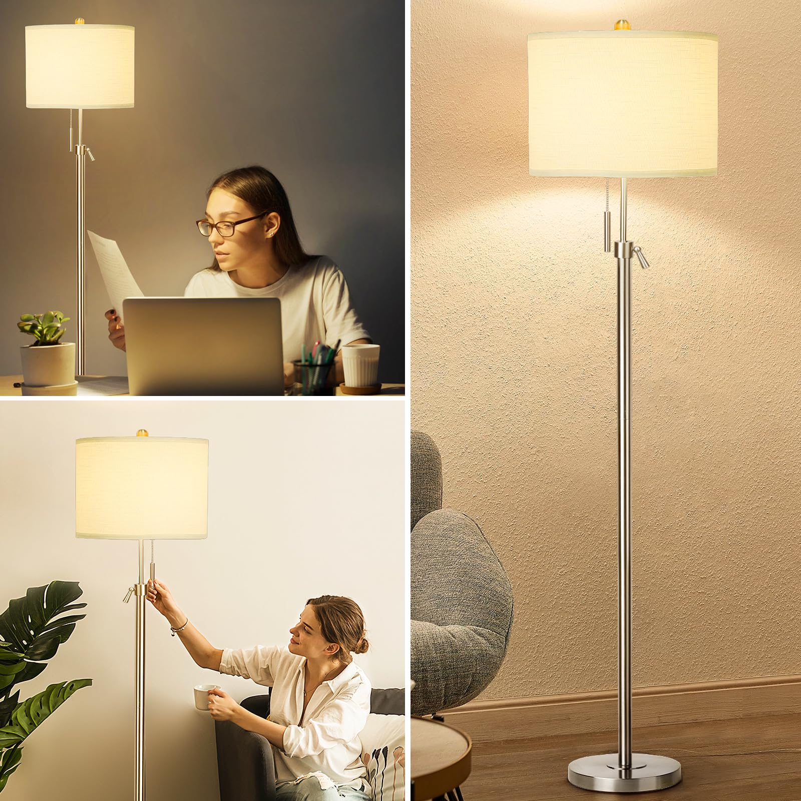 Sturdy metal base of Qingmiao lamp enhances stability in high-traffic rooms