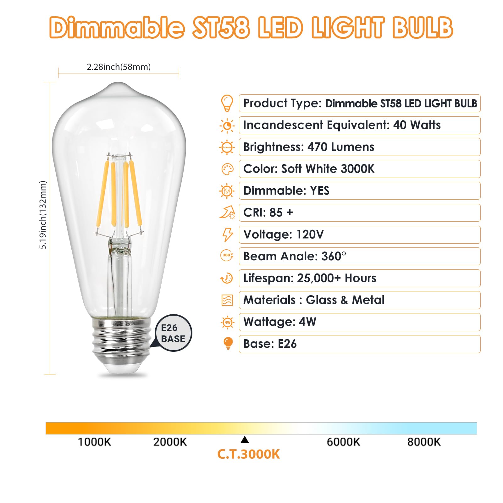 Qingmiao dimmable filament bulbs for smooth living room lighting