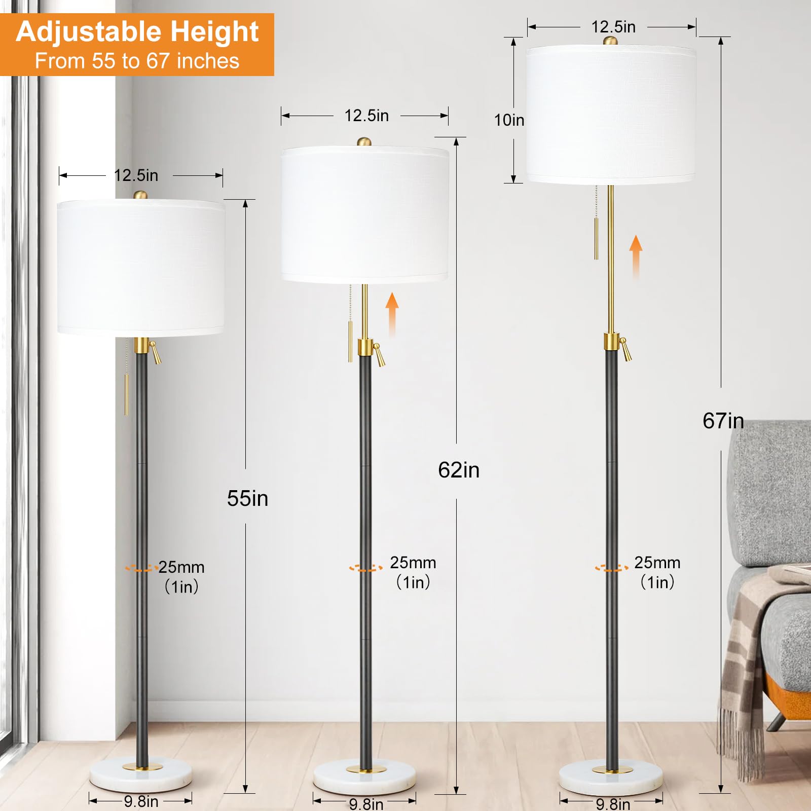 Qingmiao black-gold floor lamp pole adds modern style to any room.