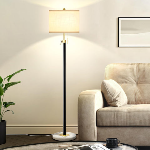 Qingmiao marble-base floor lamp provides stable support for living rooms.