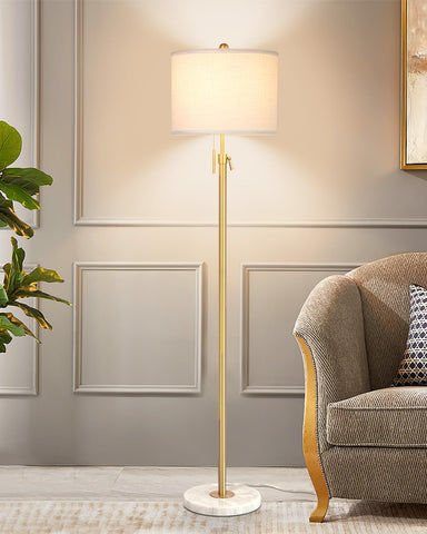 Qingmiao gold floor lamp base detail adds chic modern style to living rooms.