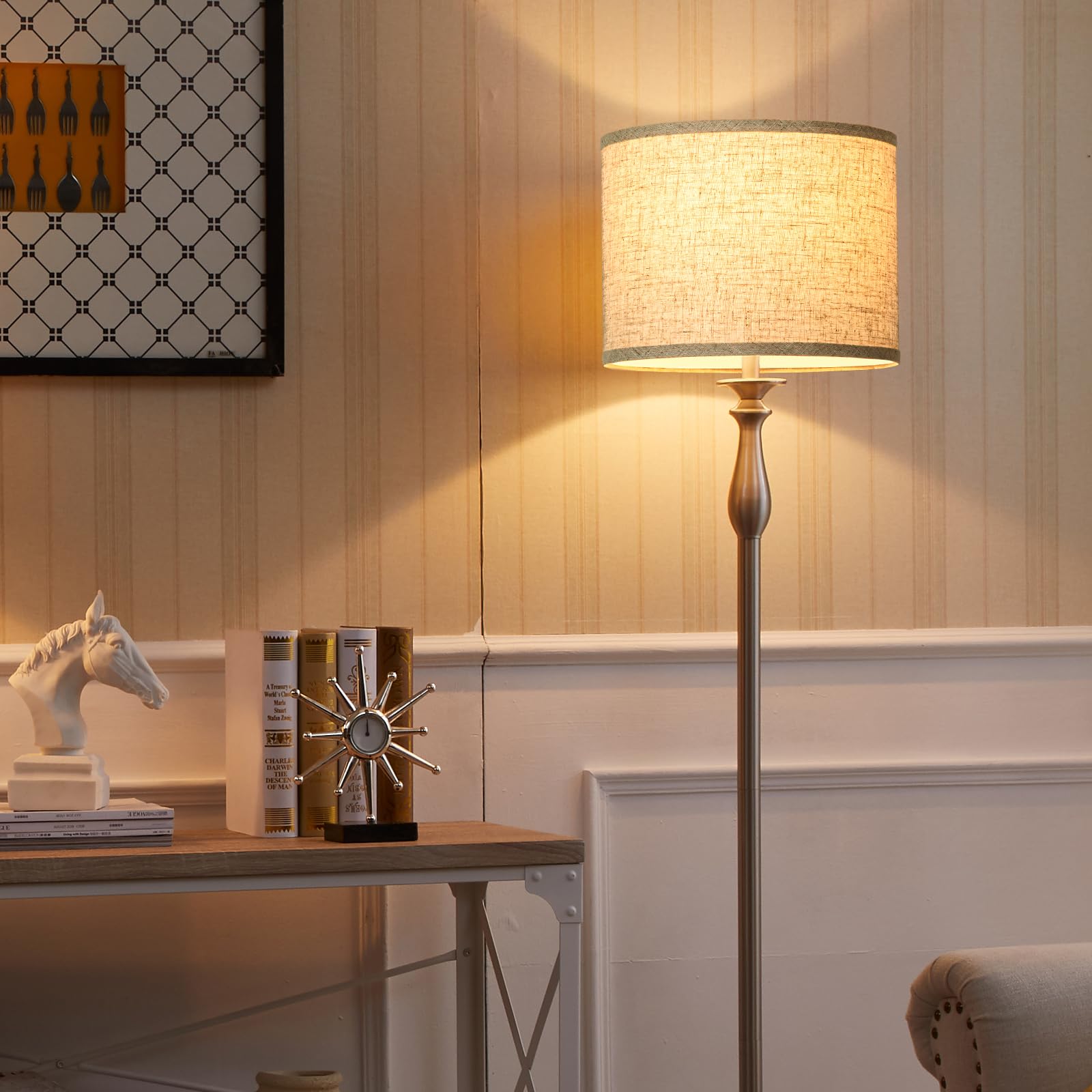 Qingmiao beige drum shade complements modern, farmhouse, and vintage decor styles