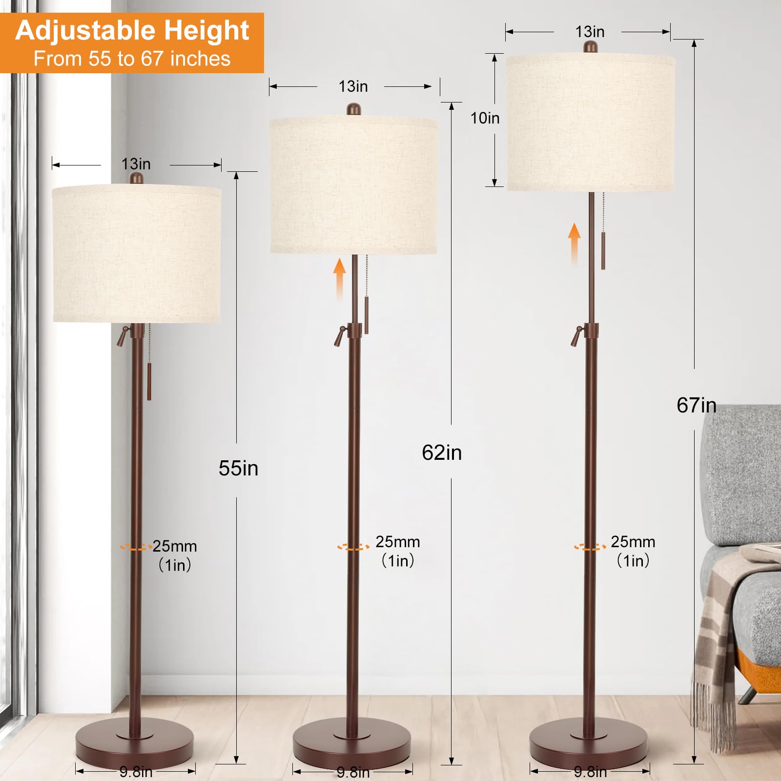 Qingmiao linen-shade assembly enhances soft ambience in any room.