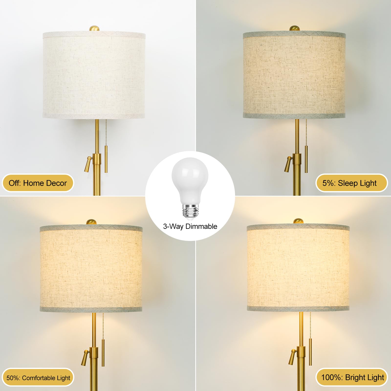 Qingmiao linen shade softens room lighting for reading.