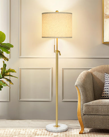 Qingmiao floor lamp marble base ensuring sturdy stability in living rooms.