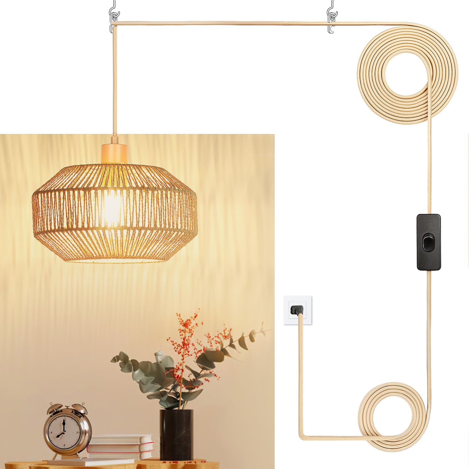 Qingmiao paper woven pendant light adds boho charm for cozy ambient lighting.