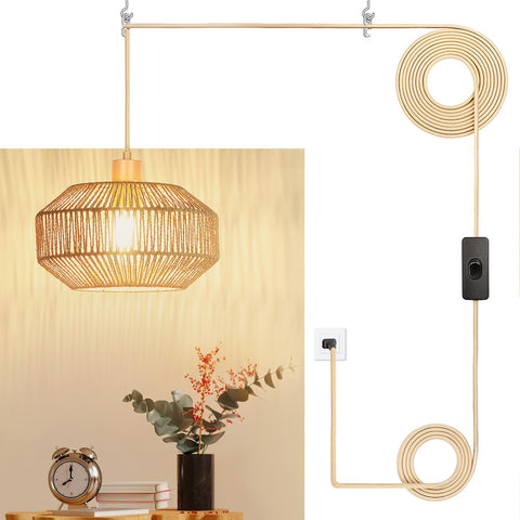 Qingmiao paper woven pendant light adds boho charm for cozy ambient lighting.